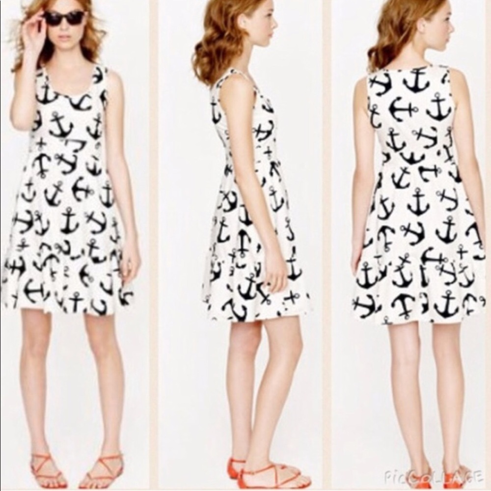J Crew nautical dizzy anchor dress navy military 731